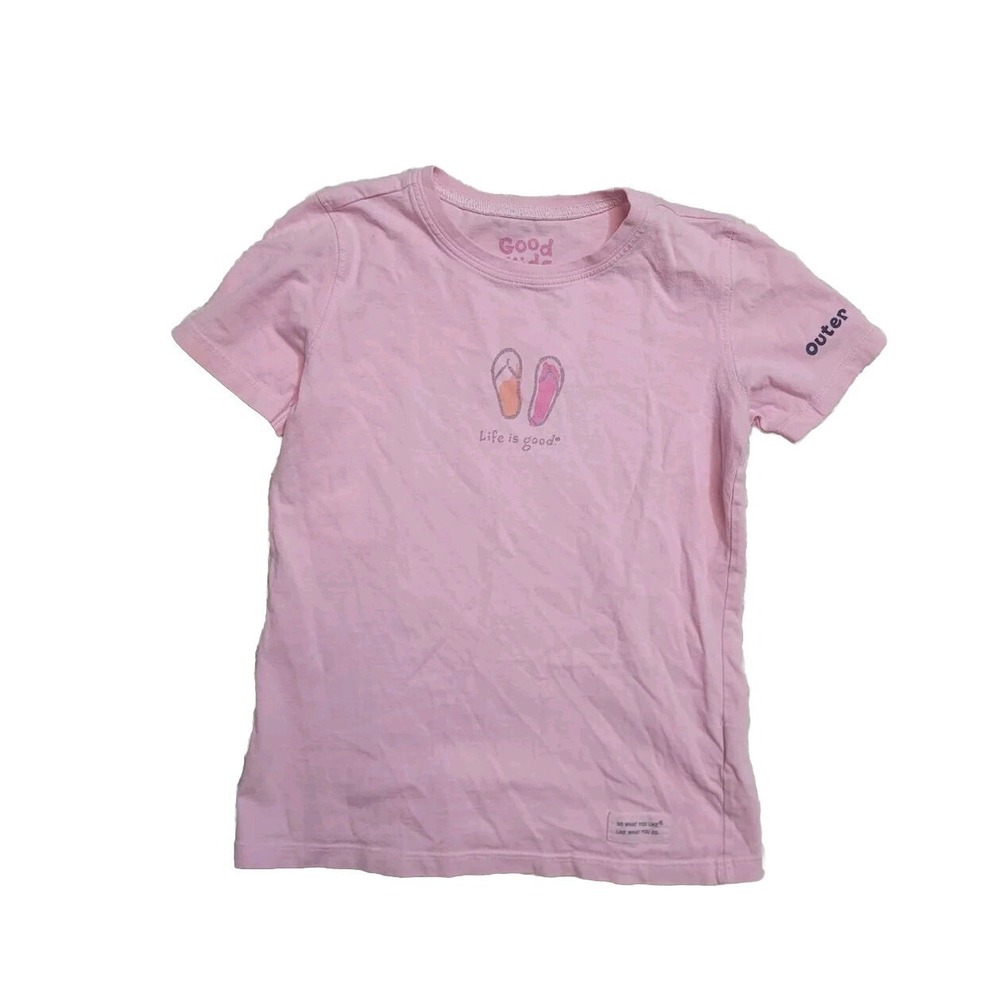 Life Is Good Girls Tshirt  Outer Banks Flip Flops 5-6‎ Pink